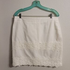 NWT-LOFT Ivory Floral Applique Pencil Skirt Sz 10
